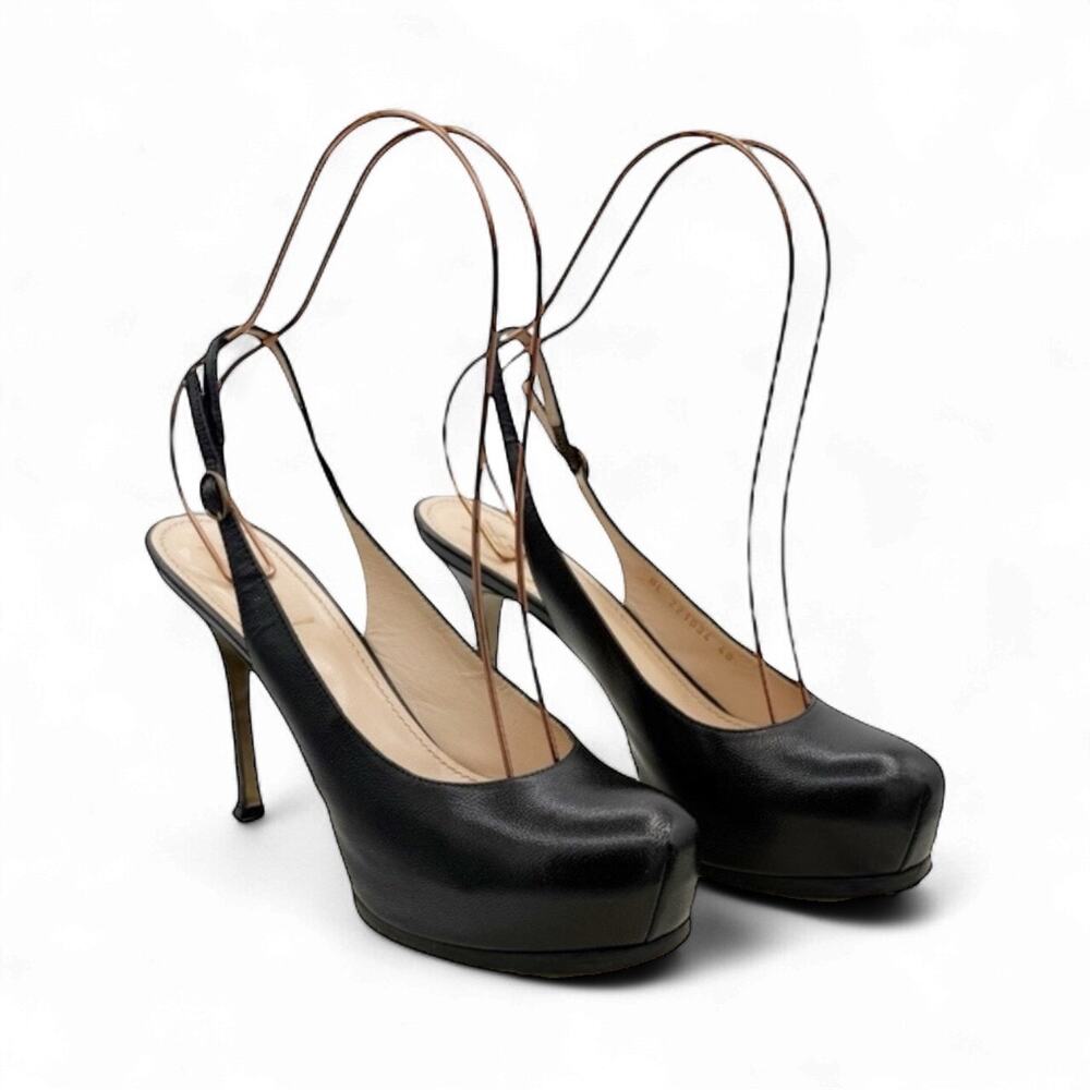 Saint Laurent YSL Tribtoo Leather Platform Pumps Black Heels Size 40 US 10 - Picture 2 of 16